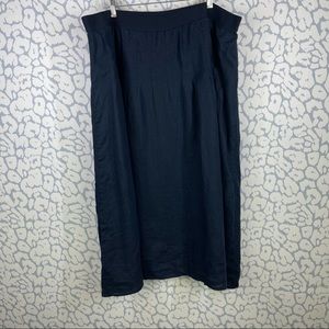 J Jill Navy Love Linen Maxi Skirt XL Pull On Lagenlook